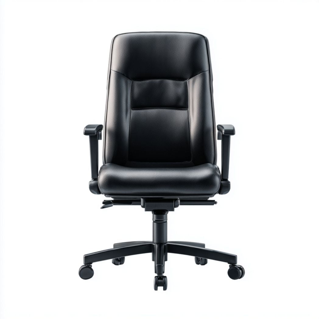 Poltrona da ufficio con seduta e schienale in pelle sintetica nera