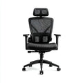 Sedia da Ufficio in Rete Nera con Poggiatesta e Base a Cinque Razze
