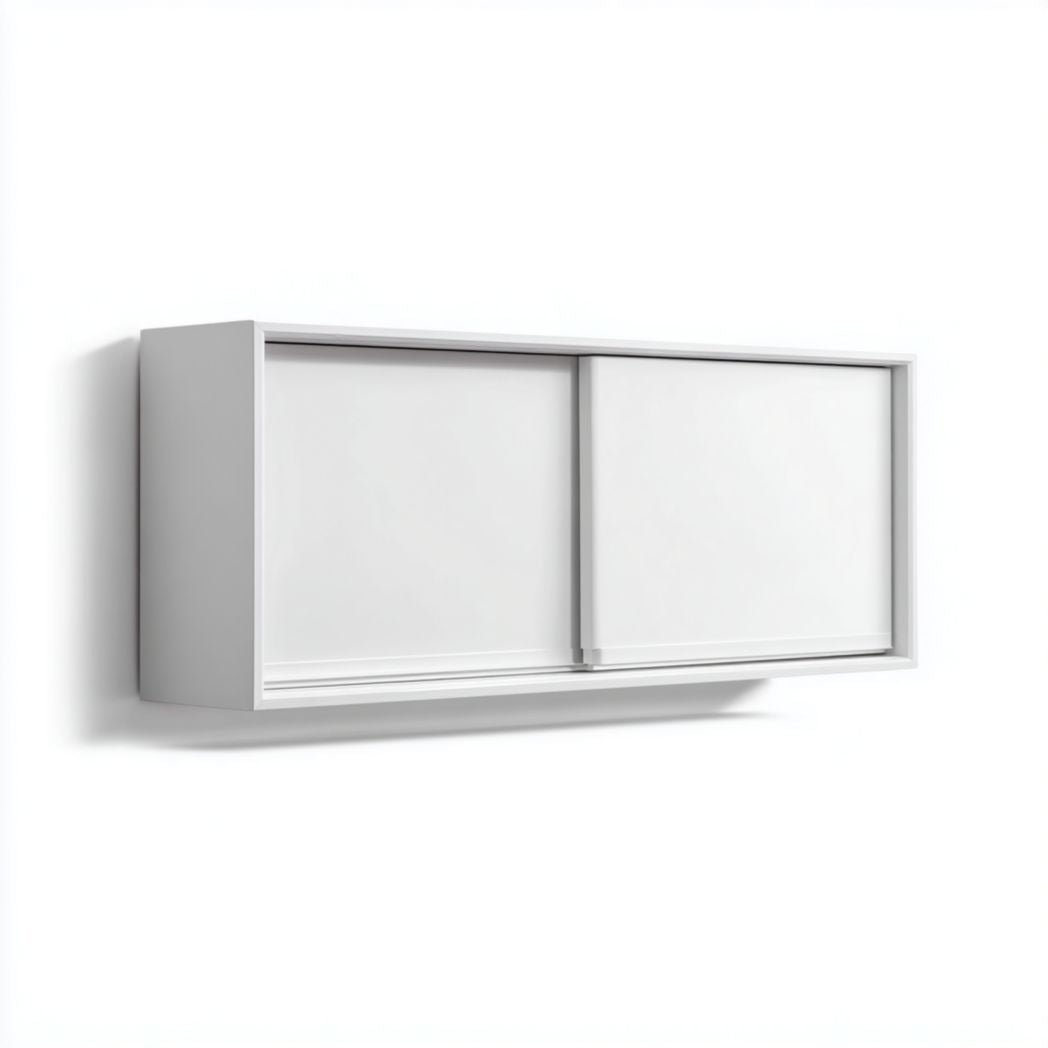 Pensile da parete con ante scorrevoli bianche