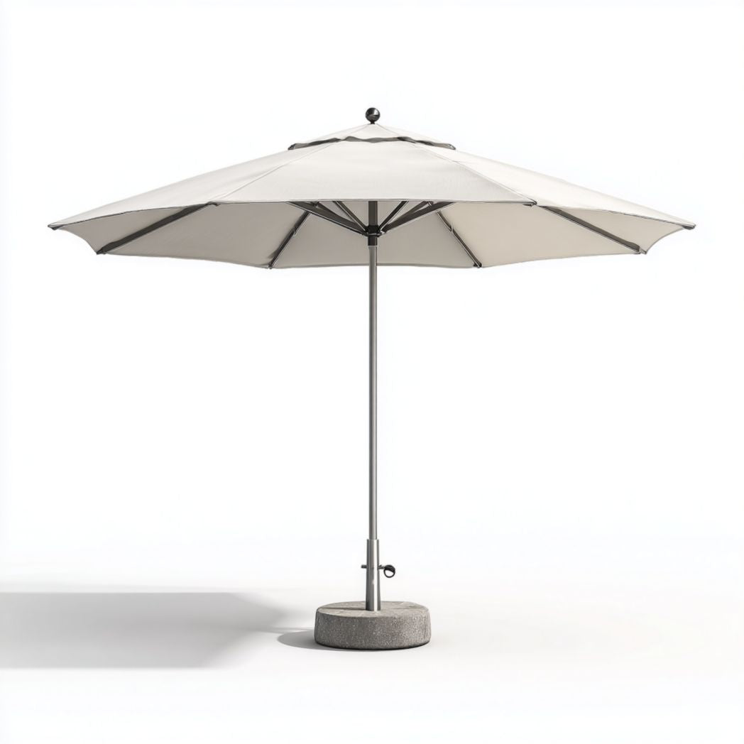 Ombrellone da giardino tondo in alluminio e poliestere bianco con base Ø 300 cm