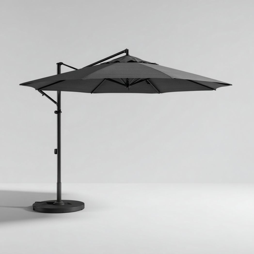 Ombrellone da giardino a braccio laterale in alluminio e poliestere grigio scuro Ø 300 cm